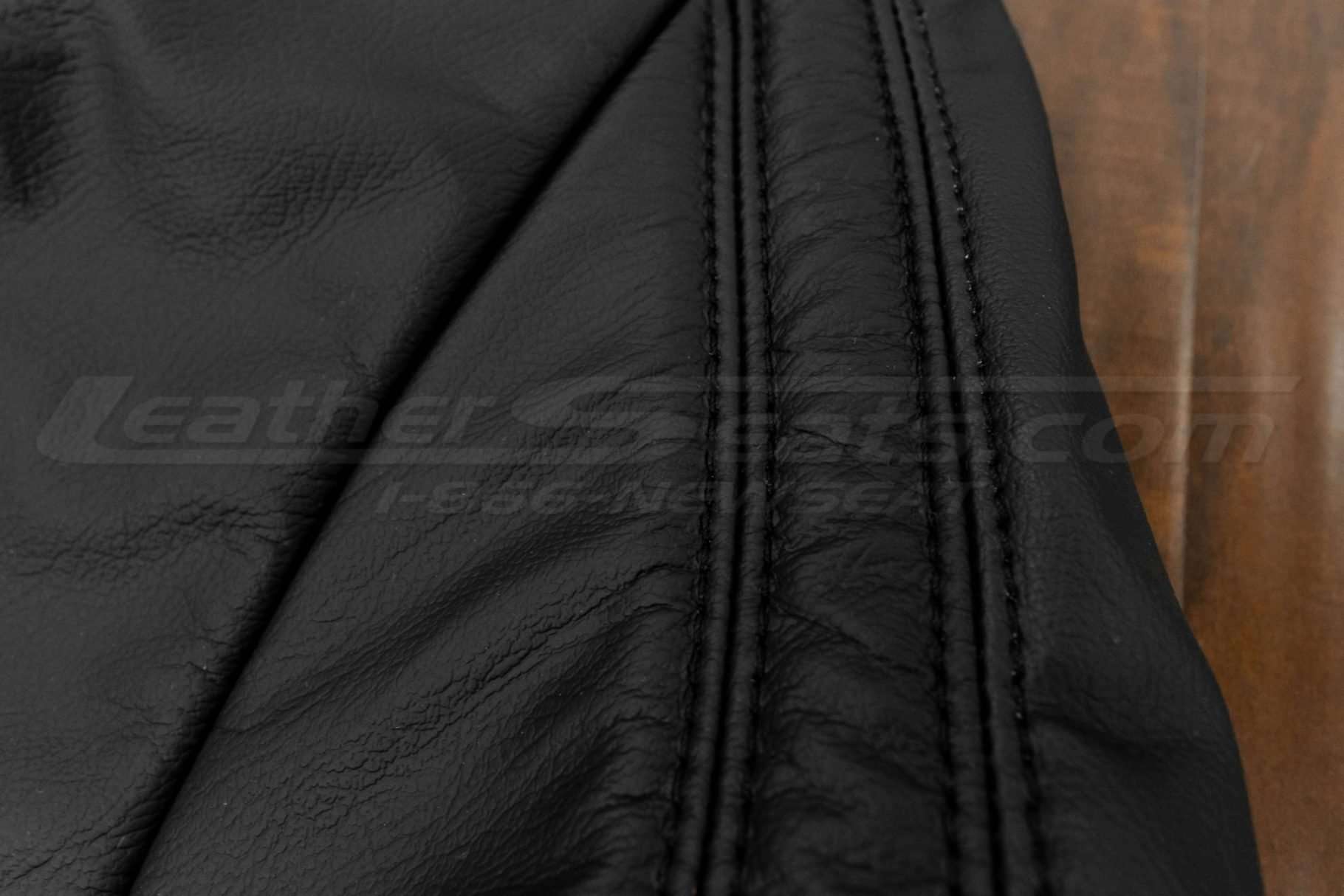 Matching black double-stitching