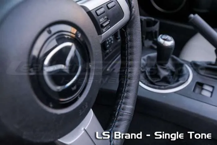 LS Brand Single-Tone steering wheel cover with contrasting stitching