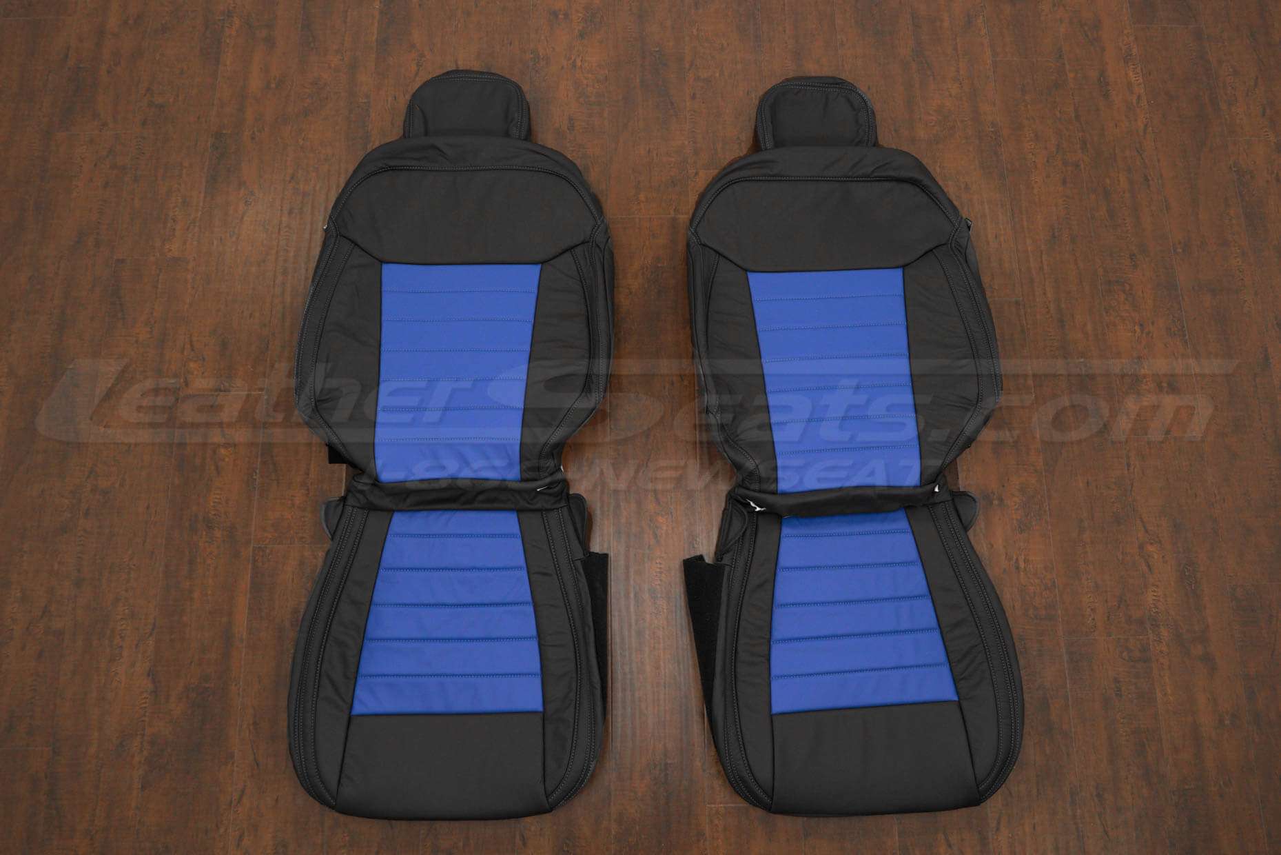 Ford Ranger Leather seat Kit - Black & Cobalt - Front seat upholstery