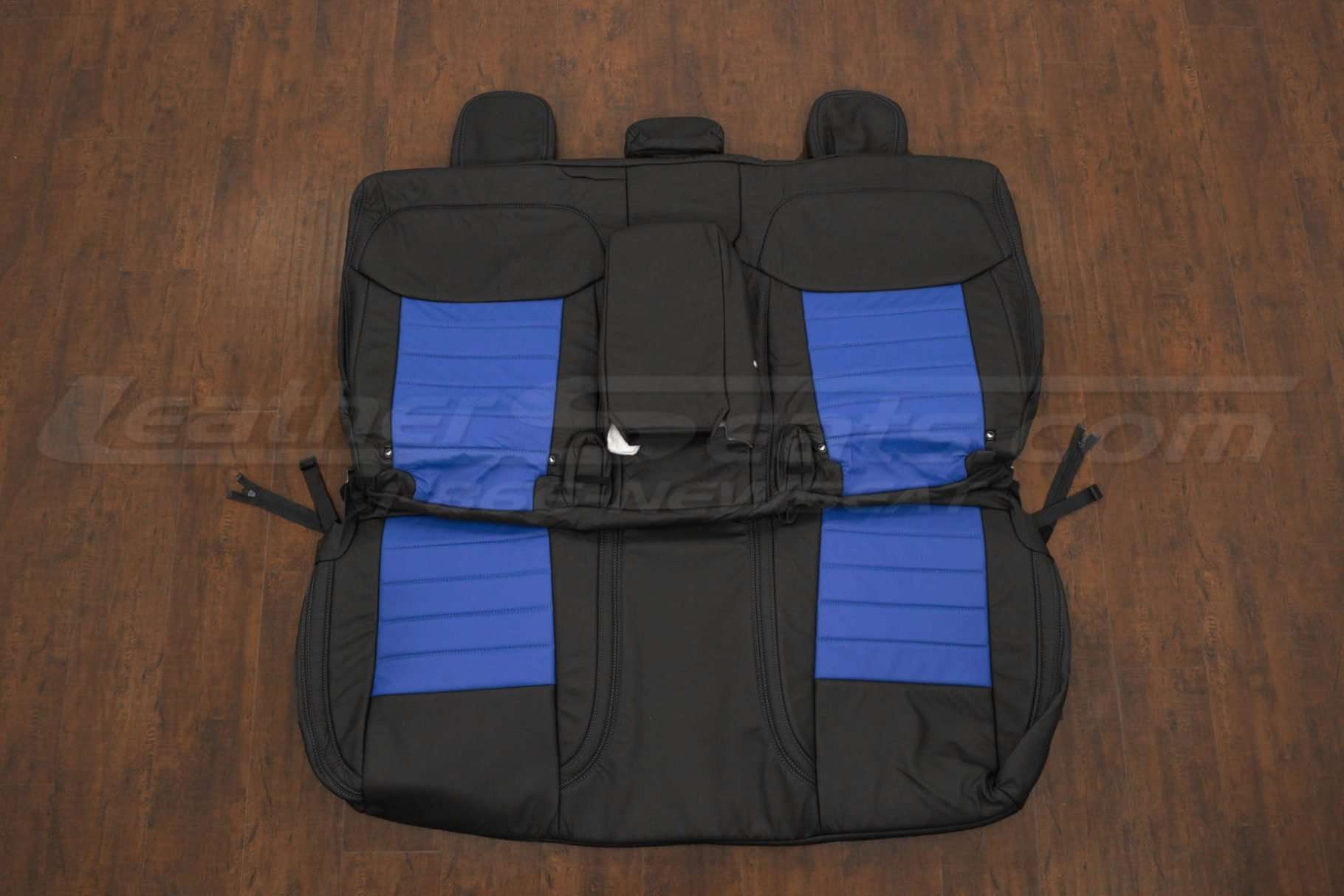 2019-2021 Ford Ranger Crew Cab/Super Cab Leather Seat Kit - Black & Cobalt - Rear seat upholstery w/ Armrest