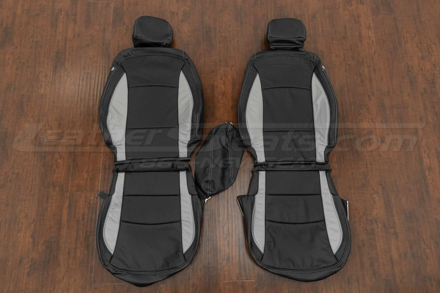 2012-2015 Kia Optima Leather Seat Kit - Black & Ash - Front seat upholstery w/ console