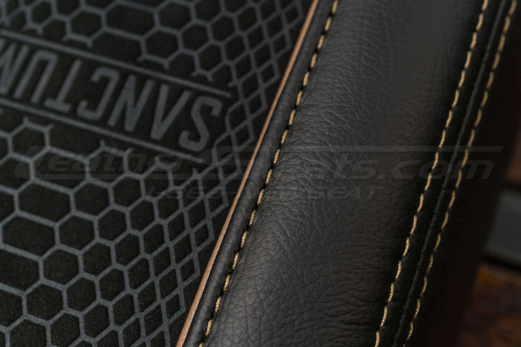 Teak double-stitching on Sanctum Console