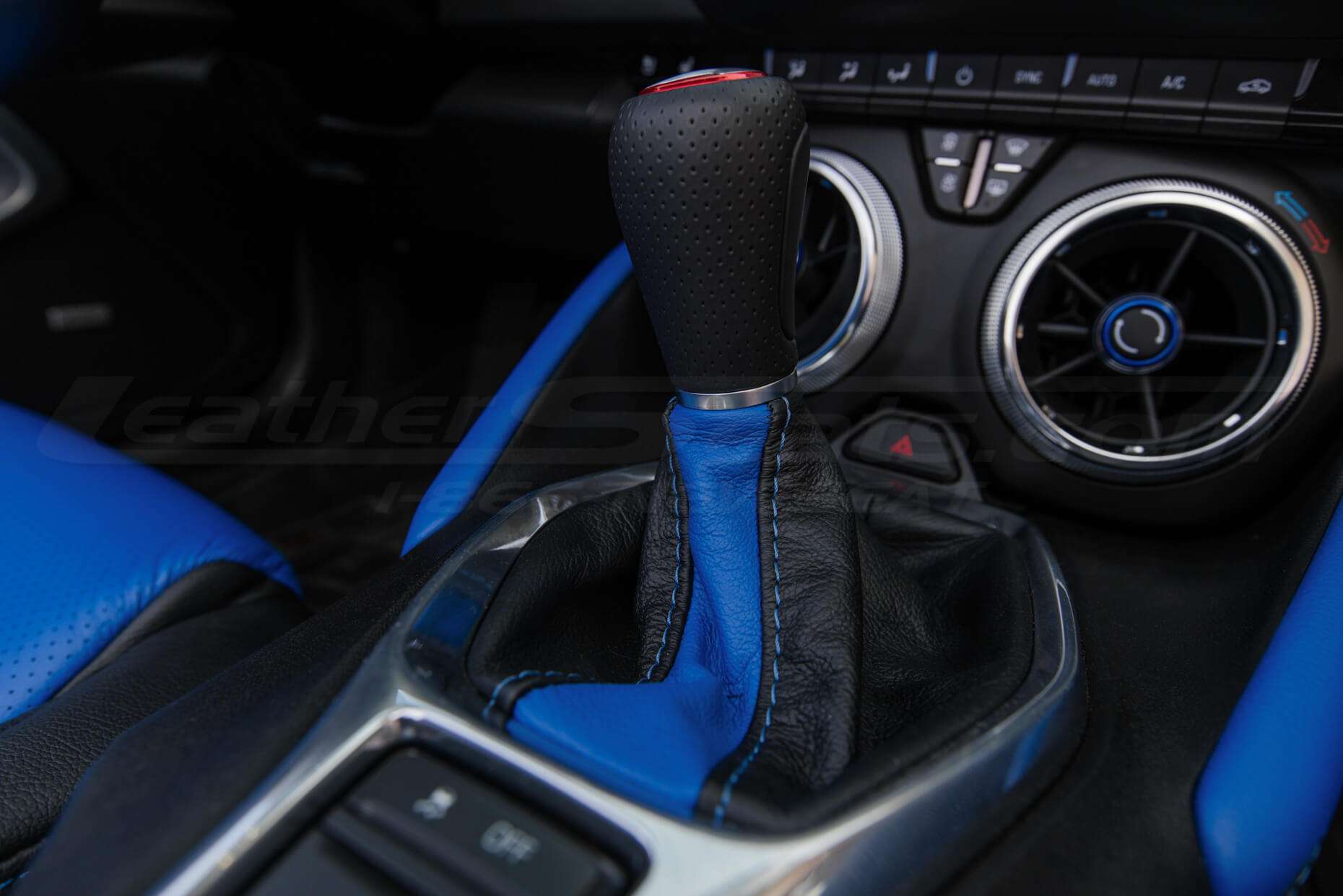 Custom two-tone leather manual shift boot