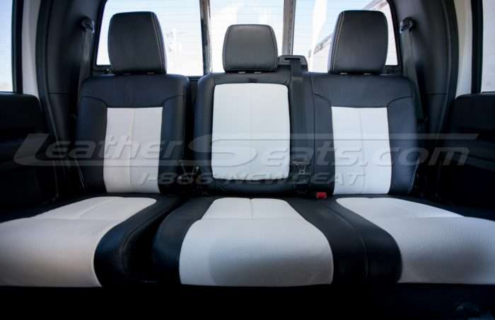 Ford F-250 crew Cab Installed Leather Seats - Black & White - Rear seats