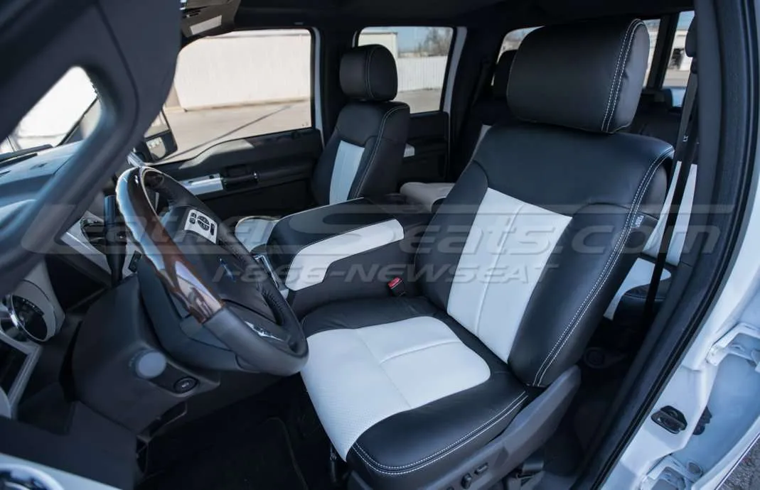 Ford F-250 crew Cab Installed Leather Seats - Black & White - Front driver seat
