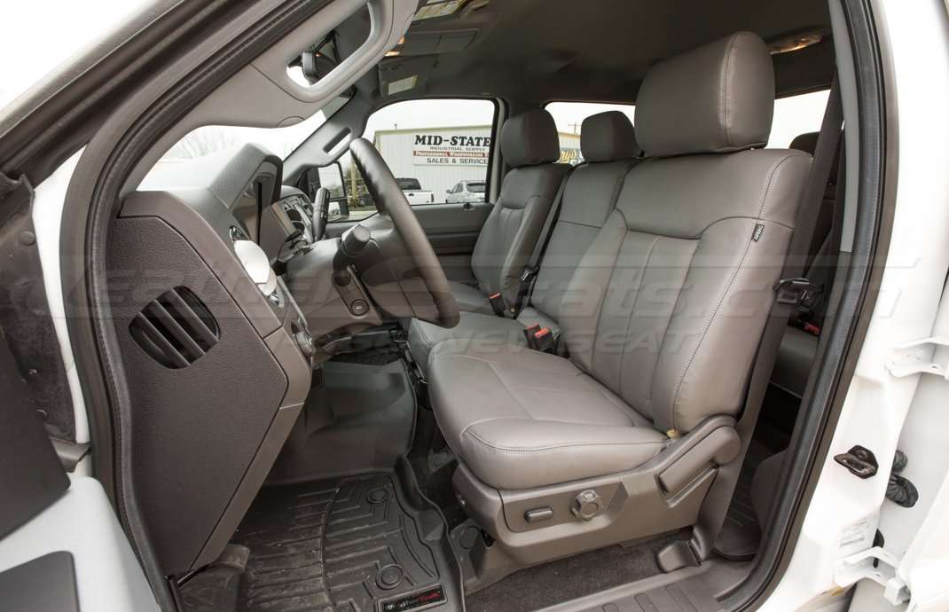 Ford Superduty Crew Cab Installed Leather Seats - Front driver seat side view