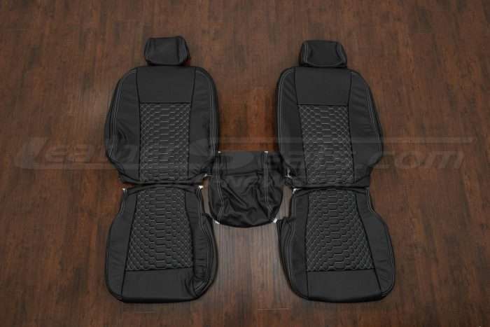 Ford F-150 Quilted Leather Seats - Black - Front seat upholstery with console cover