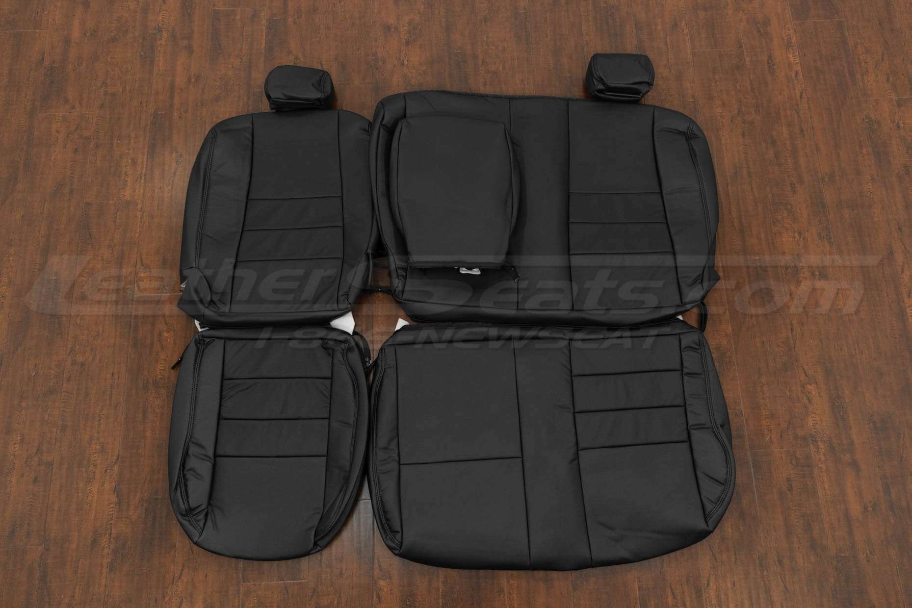 Ford F350 Crew Cab Leather Seat Kit - Black - Rear seat upholstery w/ armrest