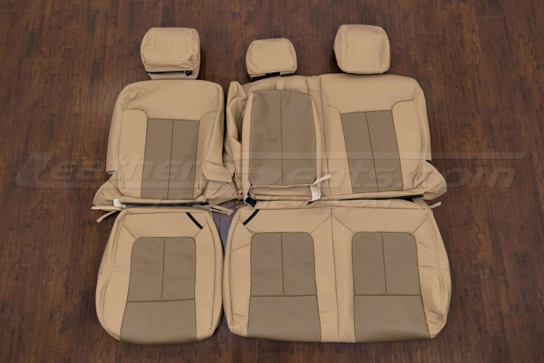2011 Ford Superduty Crew Cab Leather Seat Kit - Bisque & Beige - Rear seat upholstery w/ armrest