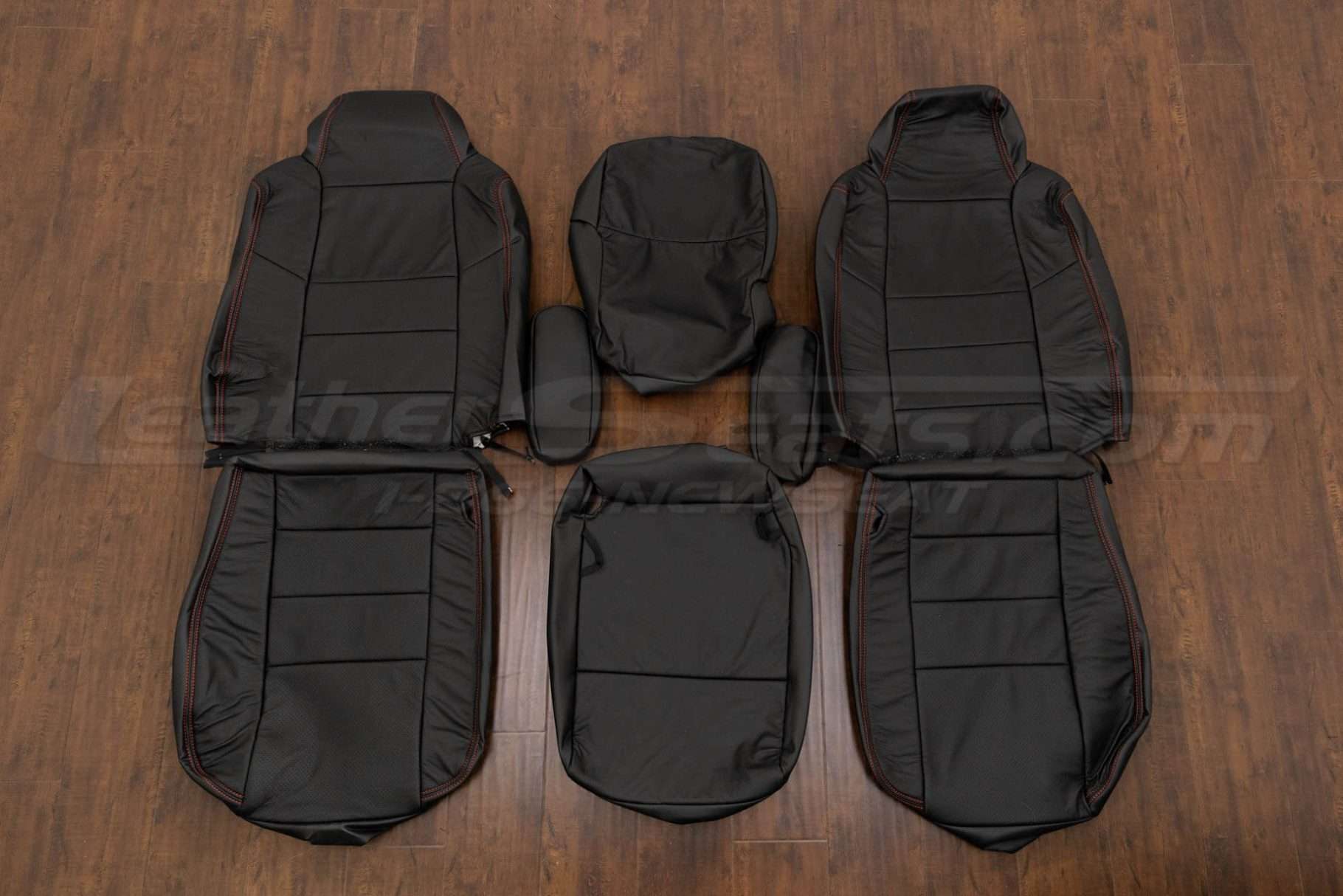Ford SuperDuty Crew Cab Leather Seat Kit - Black - Front seat upholstery with armrests