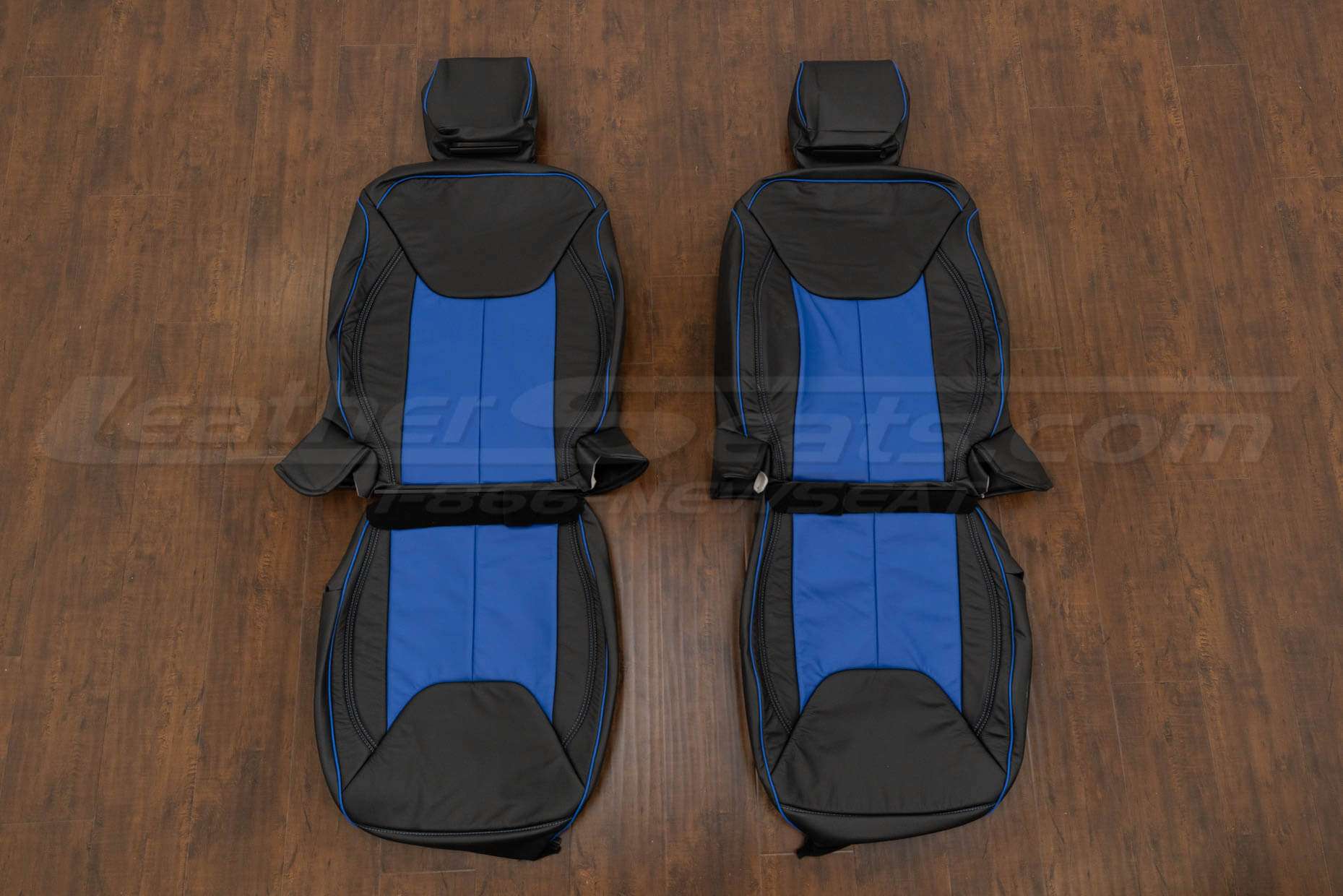 Jeep Wrangler JK Leather Seat Kit - Black/Cobalt - Front seat upholstery