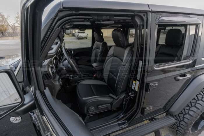 Jeep Wrangler Black & Grey Leather Seats - Wide angle view