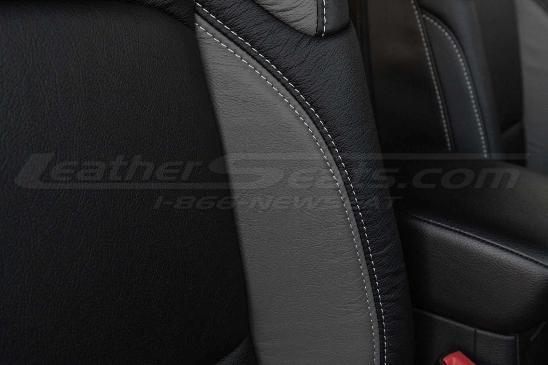 Contrasting Silver double-stitching