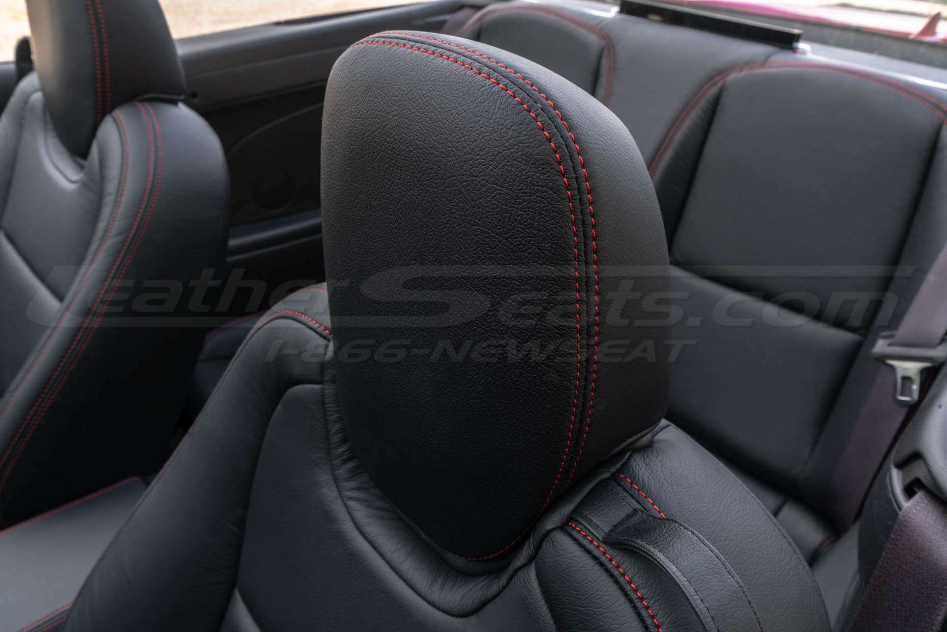 Chevrolet Camaro leather headrest with Cardinal double-stitching