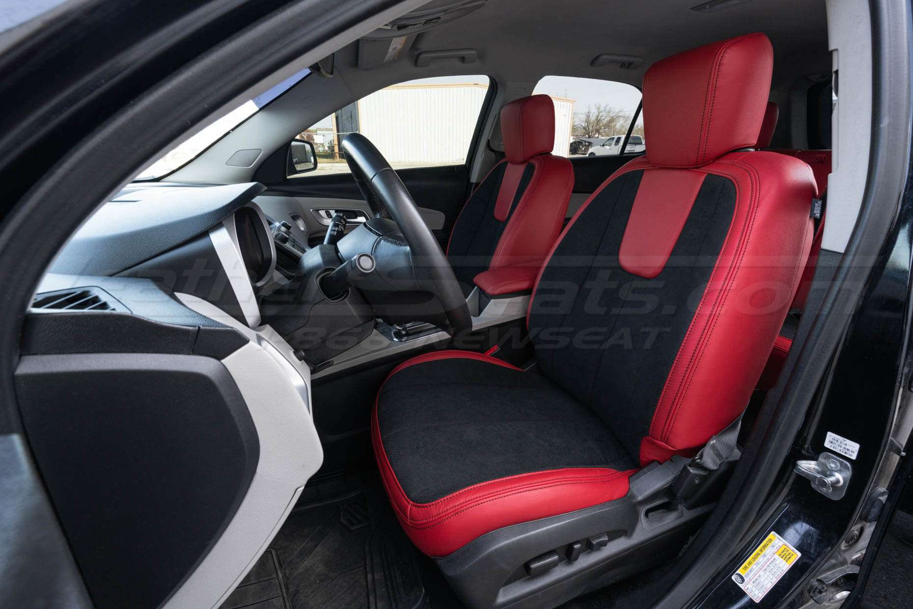Chevrolet Equinox Installed Leather Seats - Red & Black - Full front driver seat