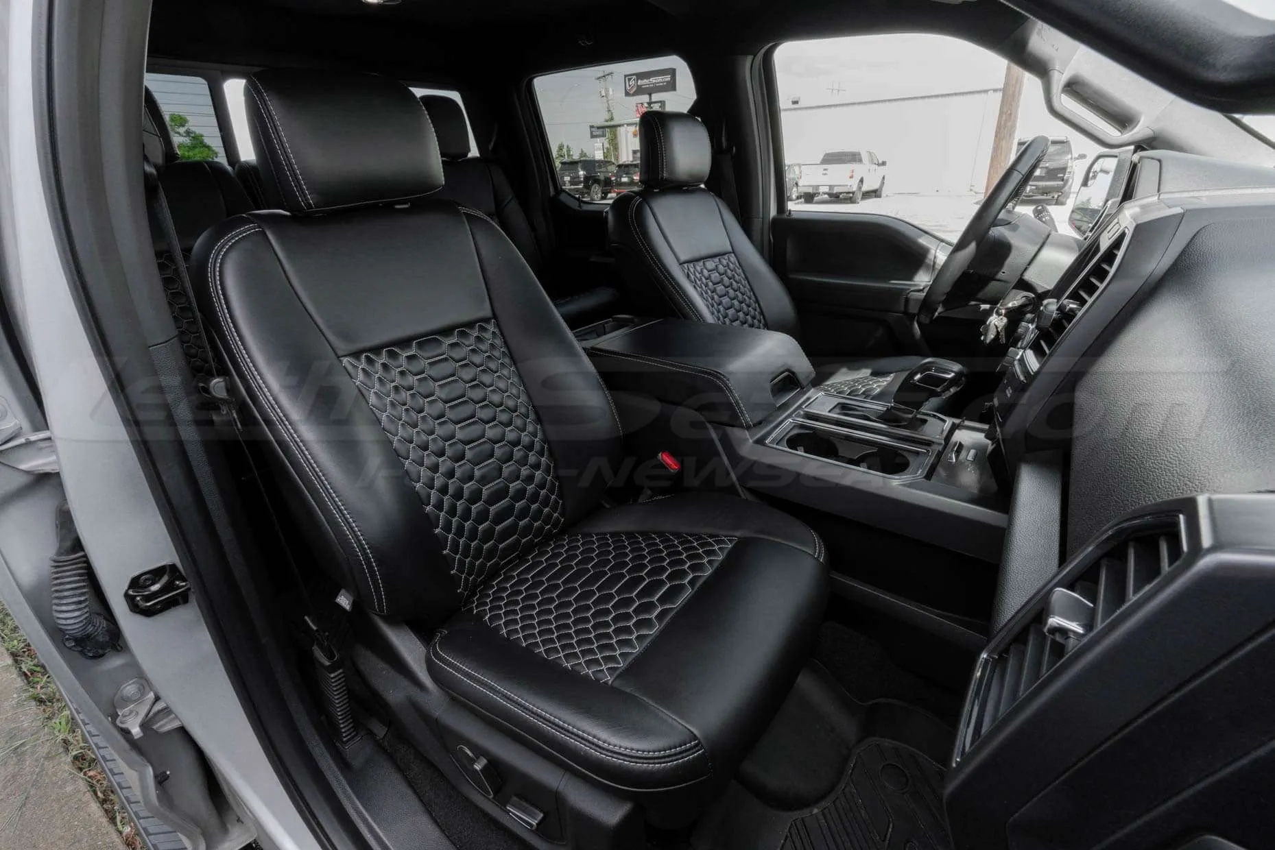 Ford F150 Supercab Installed Quilted Lather Seats - Black - Front passenger seats