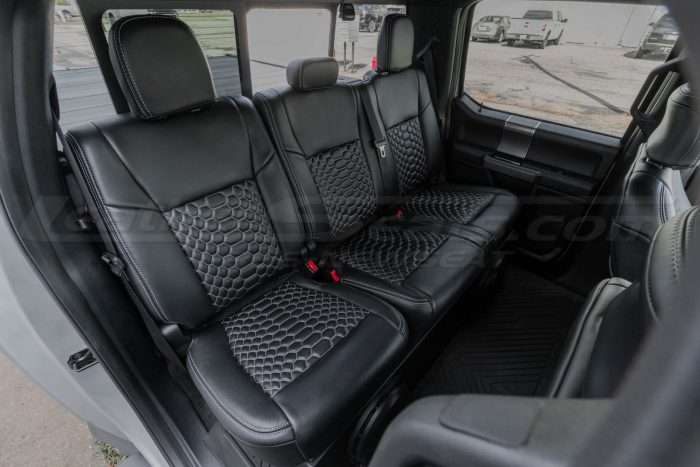 Ford F-150 Installed Quilted Leather Seats - Black - Rear seats from passenger side