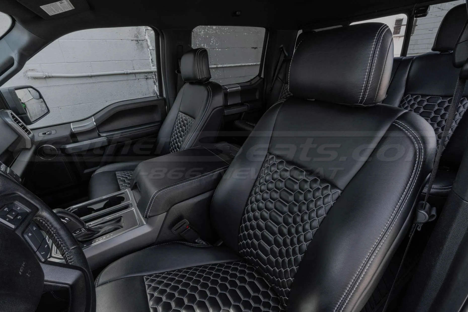 Ford F150 Supercab Installed Quilted Lather Seats - Black - Front driver side backrest