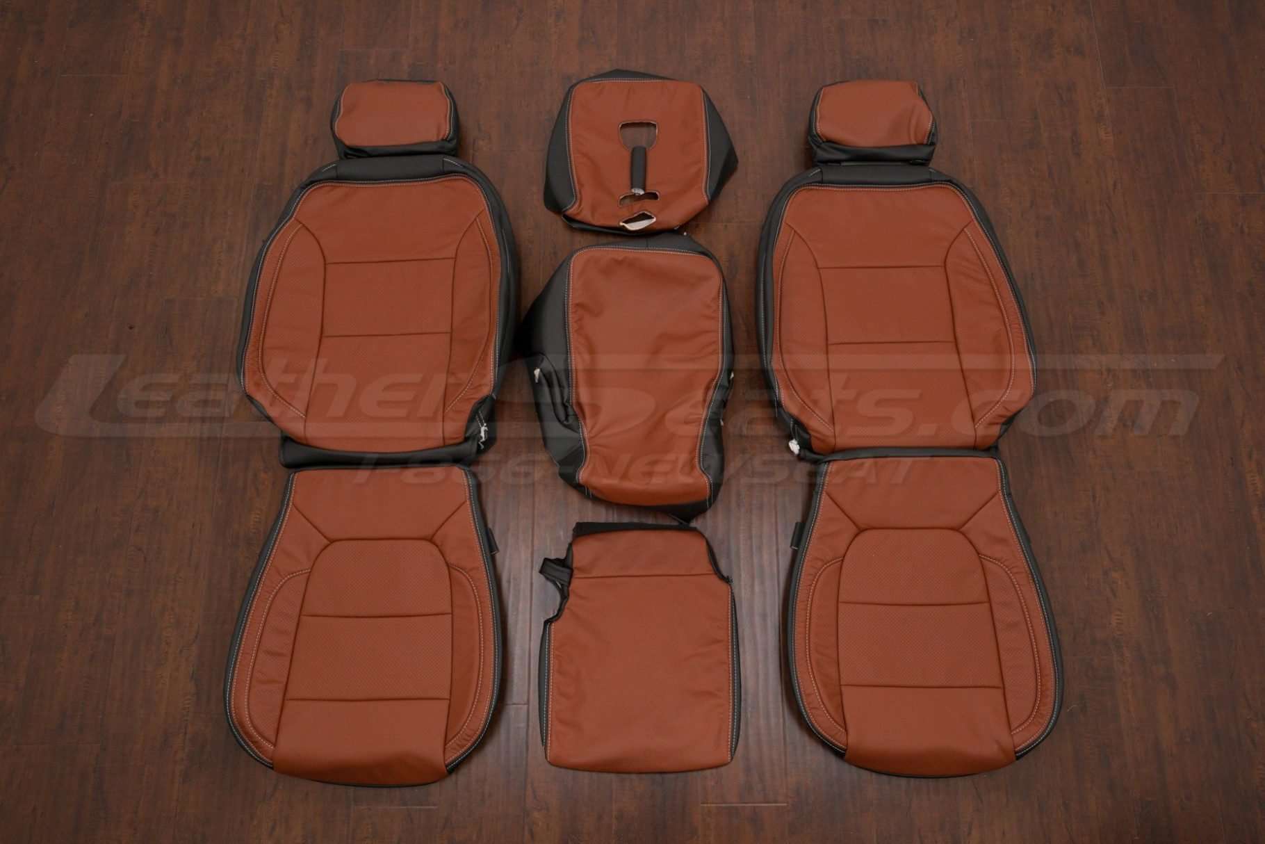 Chevrolet Silverado Leather Seat Kit - Black & Mitt Brown - Front seat upholstery