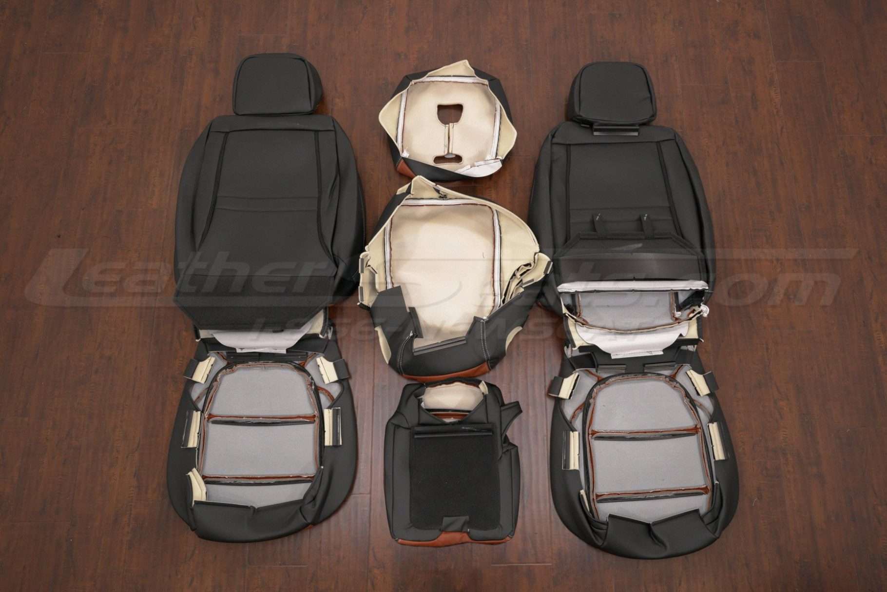 Back view of front seat upholstery