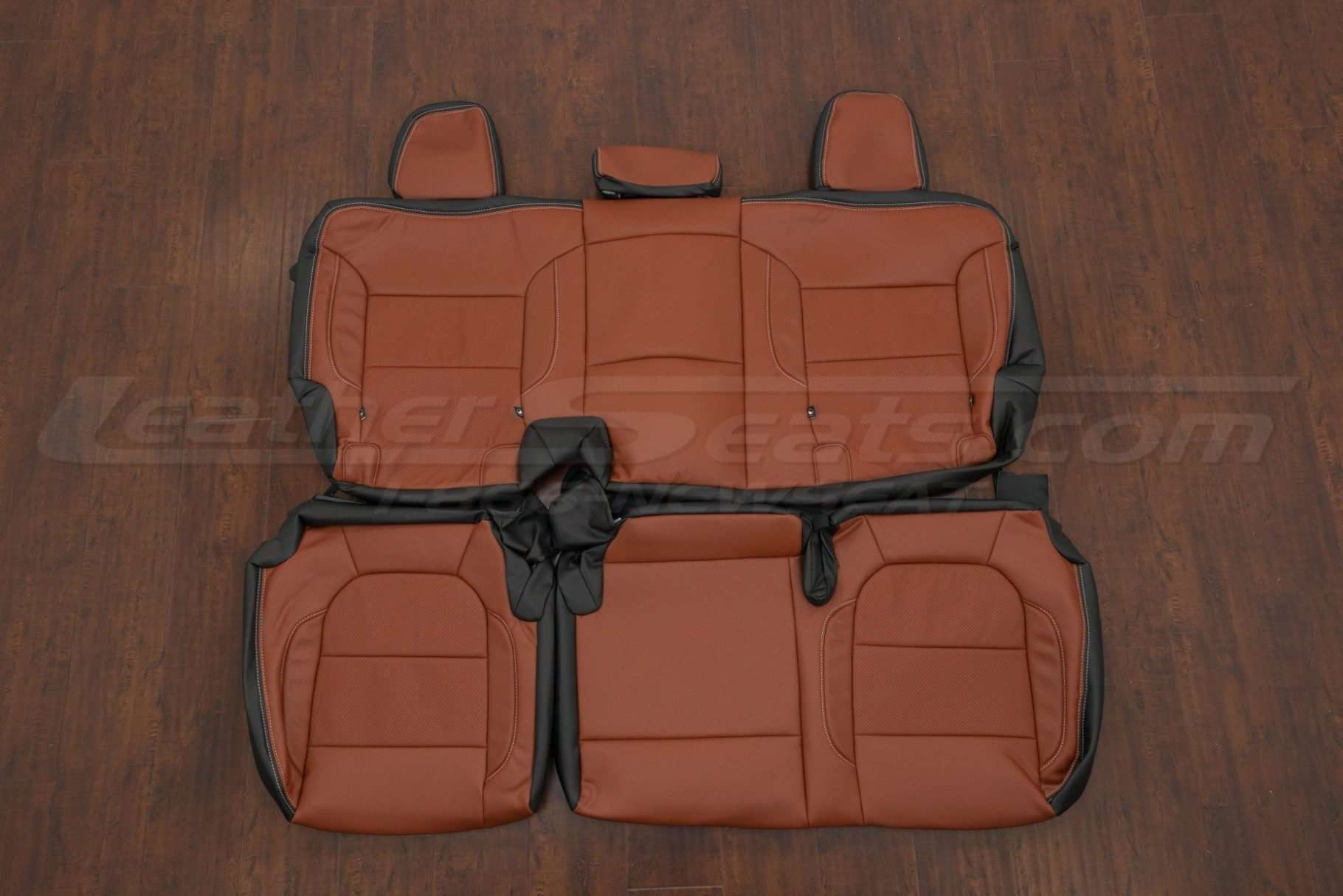 Chevrolet Silverado leather seat kit - Black & Mitt Brown - Rear seat upholstery