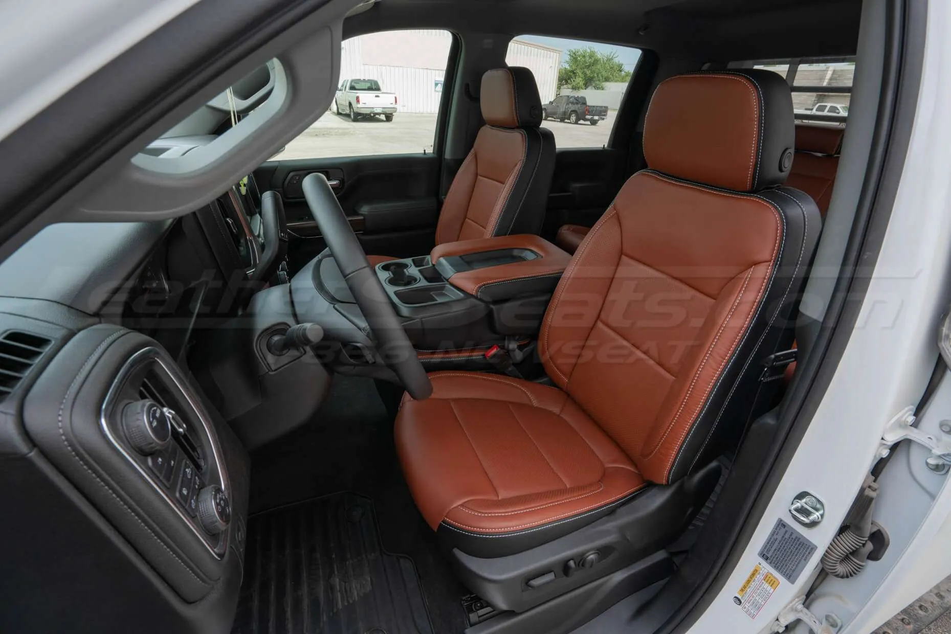 Chevy Silverado Installed Leather Seats - Front driver seat alternative angle