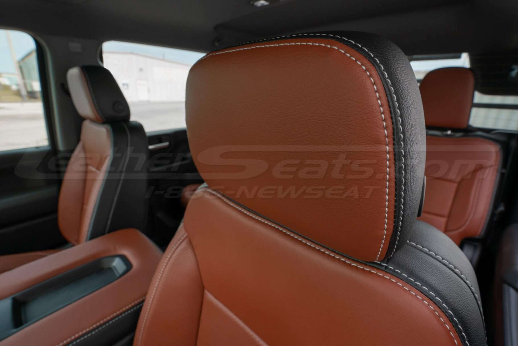 Installed leather headrest