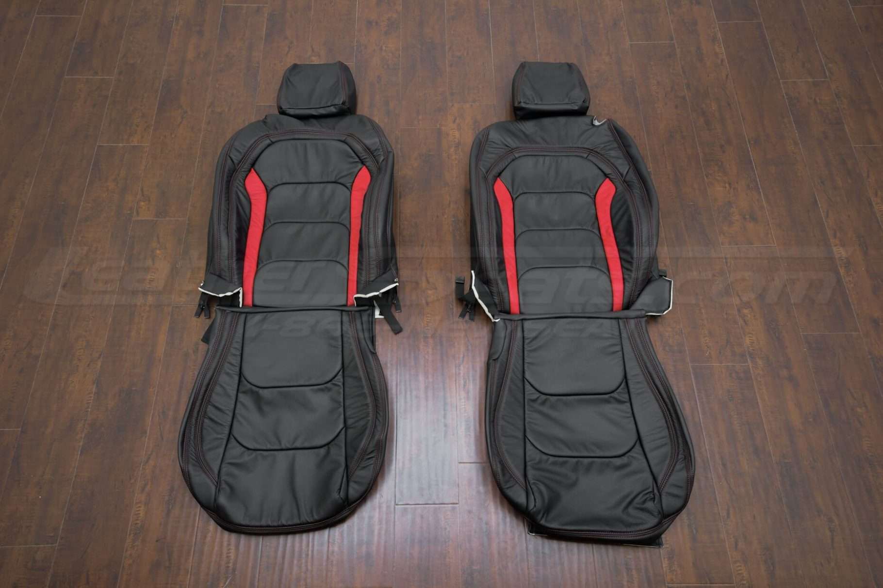 Chevrolet Camaro Coupe Leather Seat Kit - Black & Red - Front seat upholstery