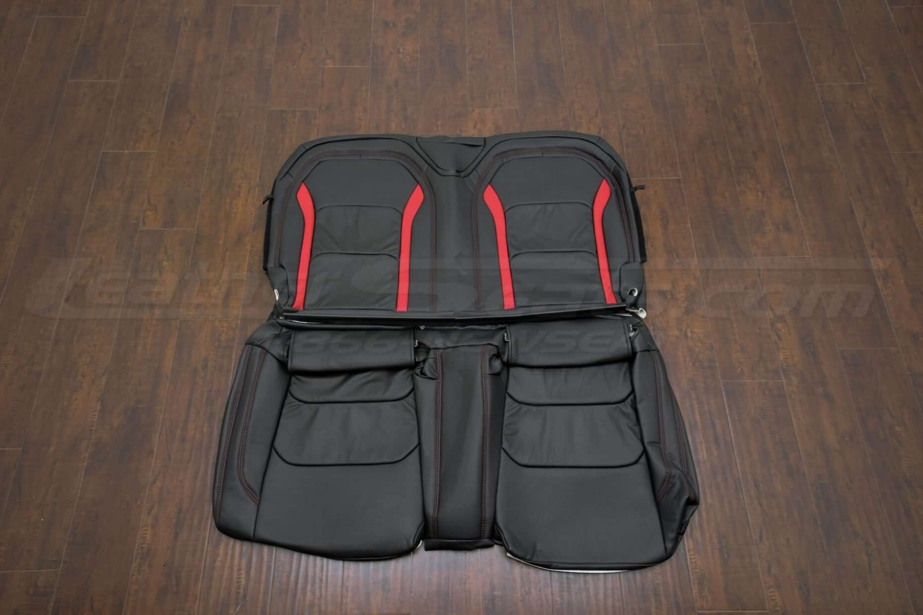 Chevy Camaro Leather Seat Kit - Black & Red - Rear seat upholstery