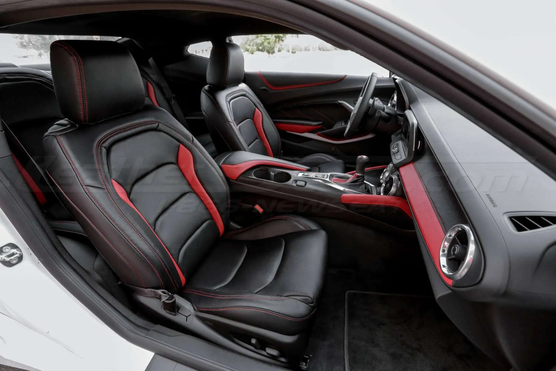 Chevrolet Camaro Leather Seats - Black with Bright Red Wings - Front passenger seat