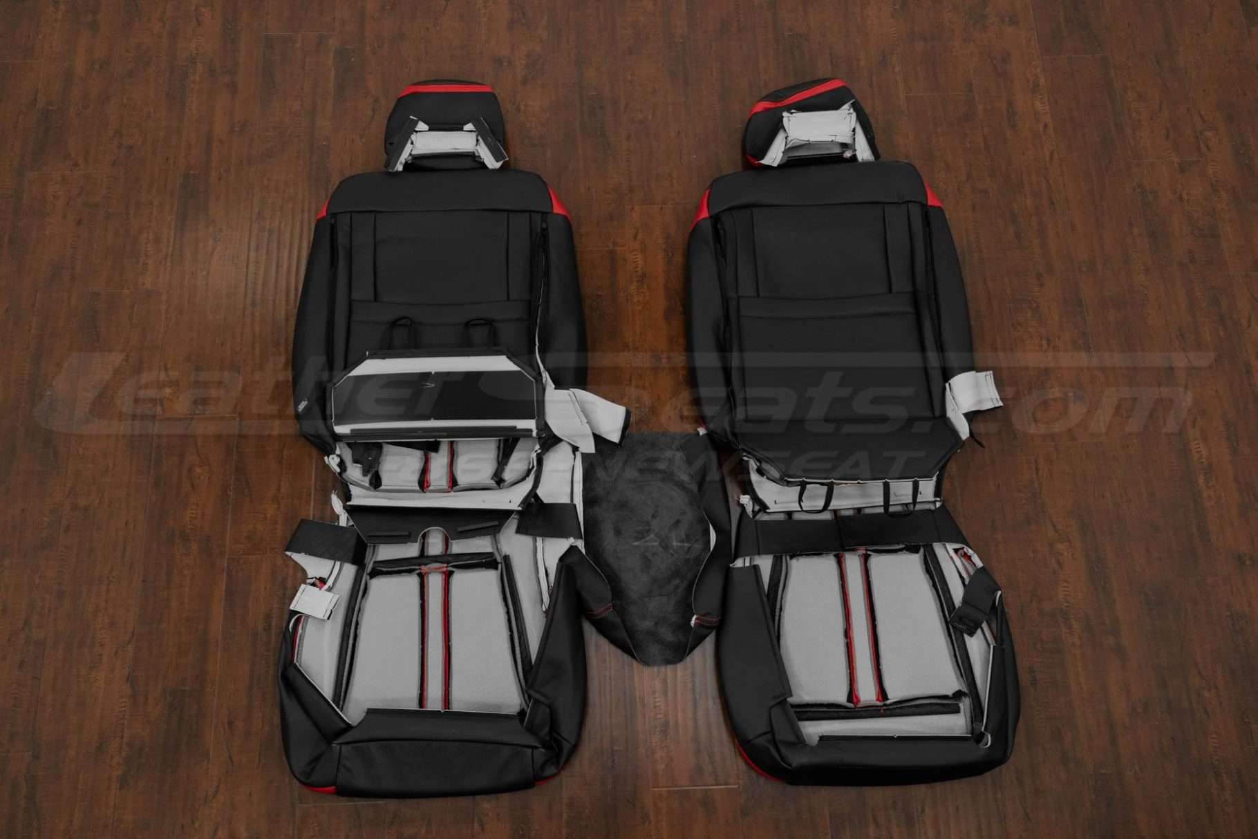 Back view of front seat upholstery and console lid cover