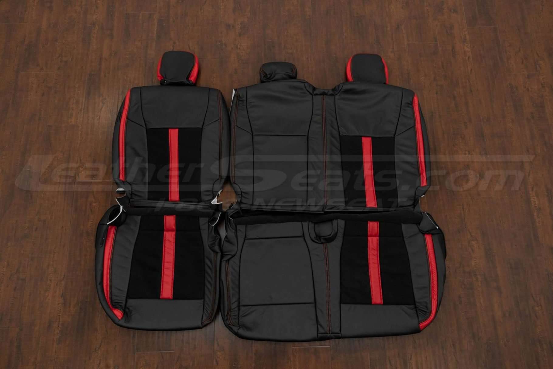 Ford F-150 Leather seat kit - Black/Black Suede/Bright Red - Rear seat upholstery