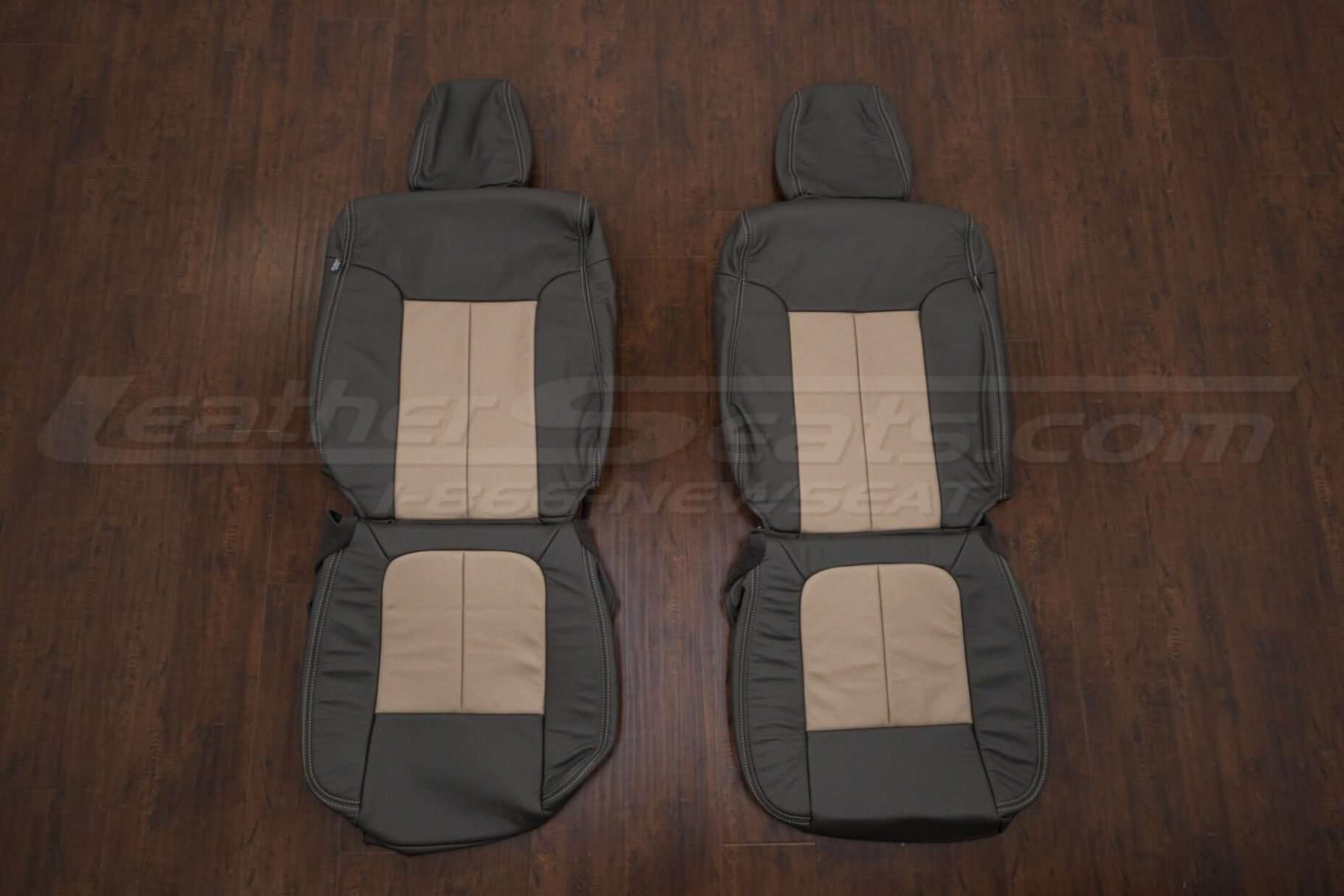 Ford Superduty Leather Seat Kit - Dark Brown & Bisque - Front seat upholstery