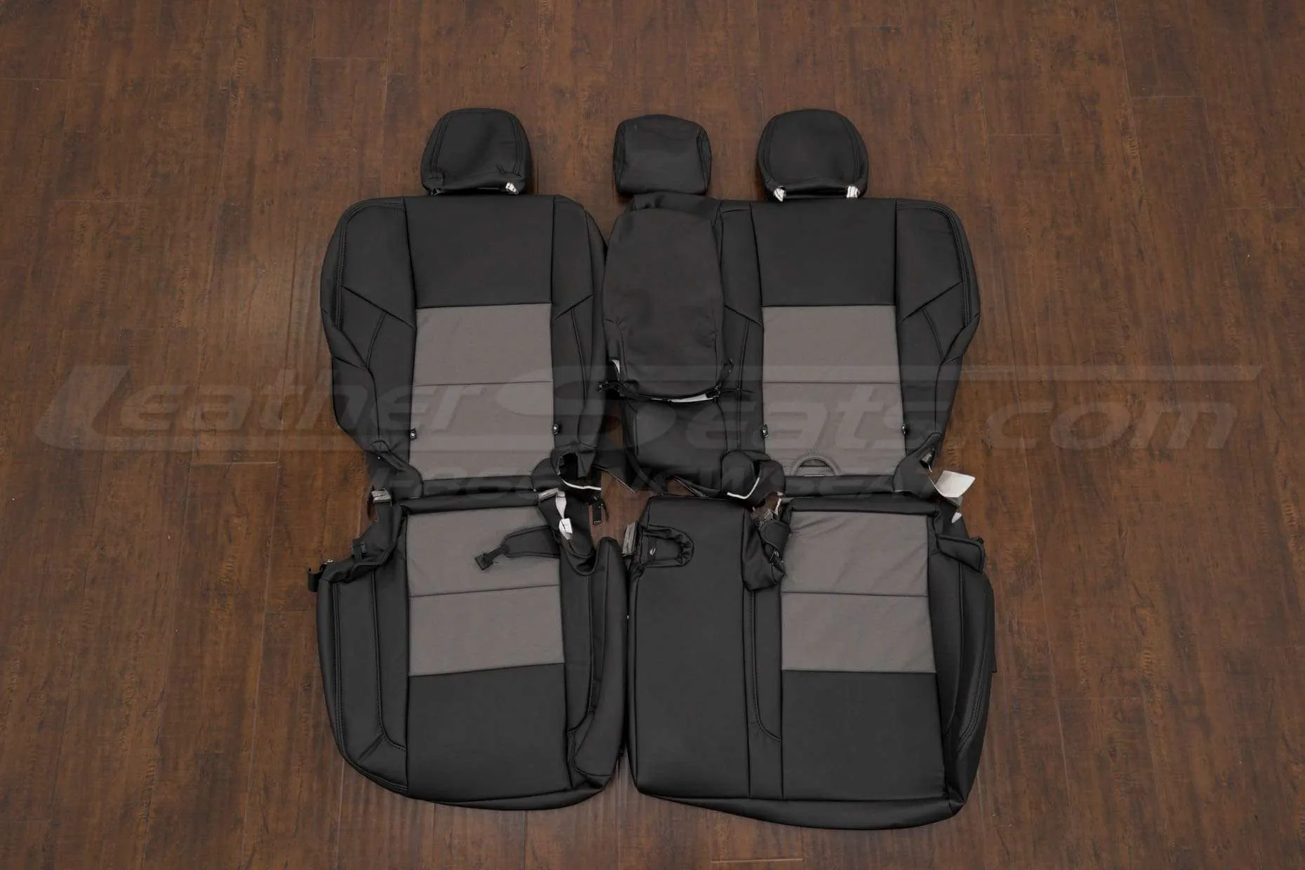 Toyota RAV4 Leather Seat Kit - Black & Light Grey - Rear seat upholstery with Armrest