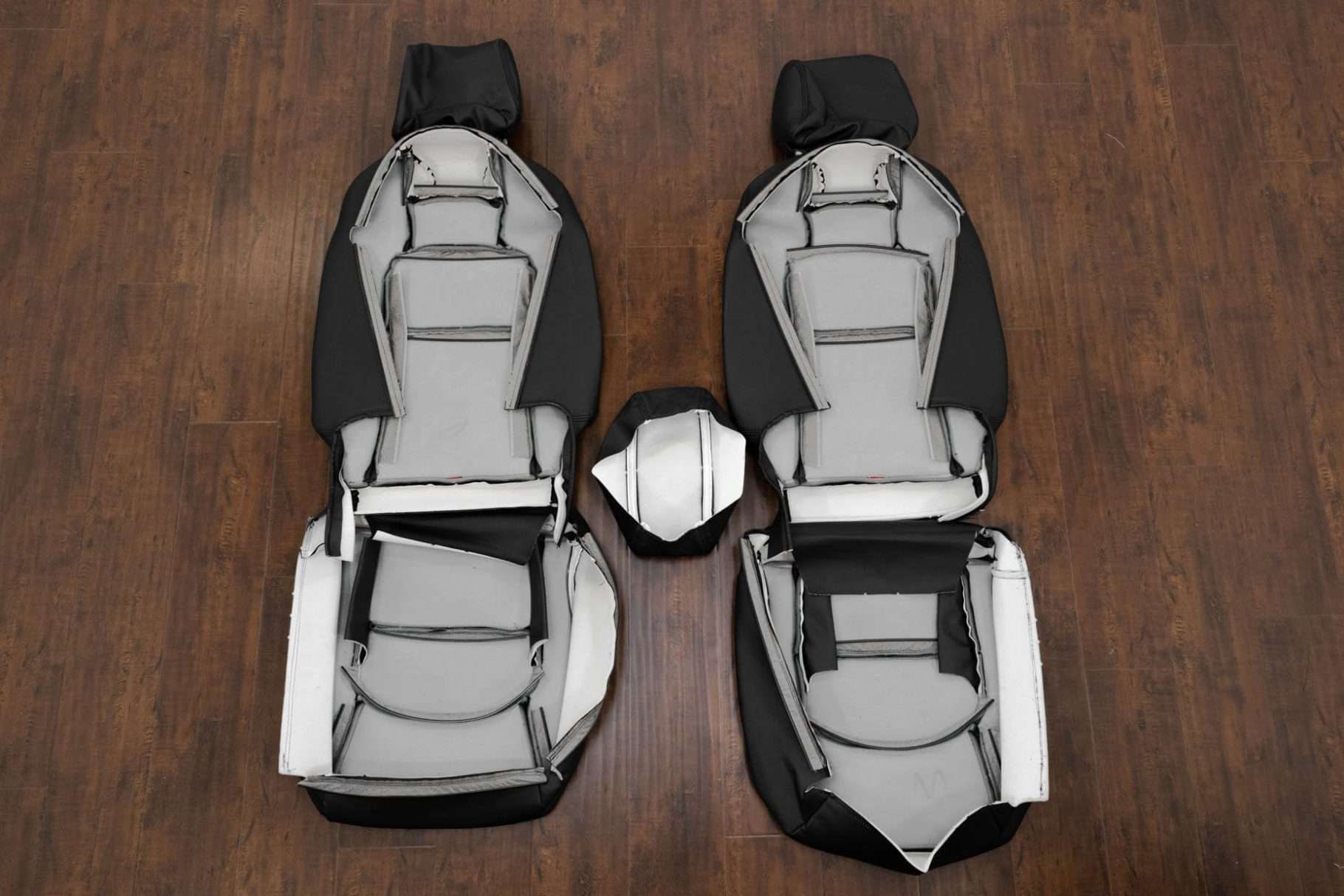 Back view of front seat upholstery