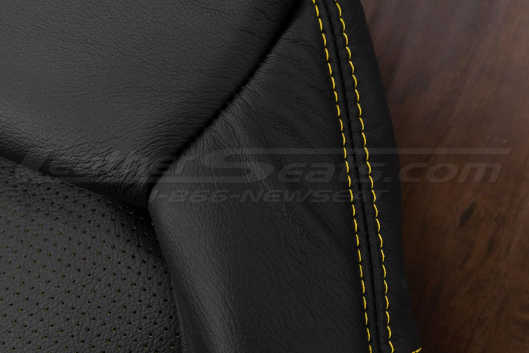 Contrasting velocity yellow stitching