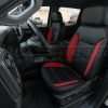 Chevrolet Silverado Crew Cab Installed Leather Seats - Black with Red Suede wings - Front driver hero shot