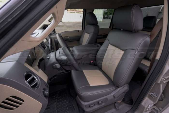 Ford Superduty Leather Seats - Dark Brown & Bisque - Front driver seat
