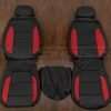 Chevrolet Silverado Leather Seat Kit - Black wi/ Red Wings -Front seat upholstery w/ Console lid cover