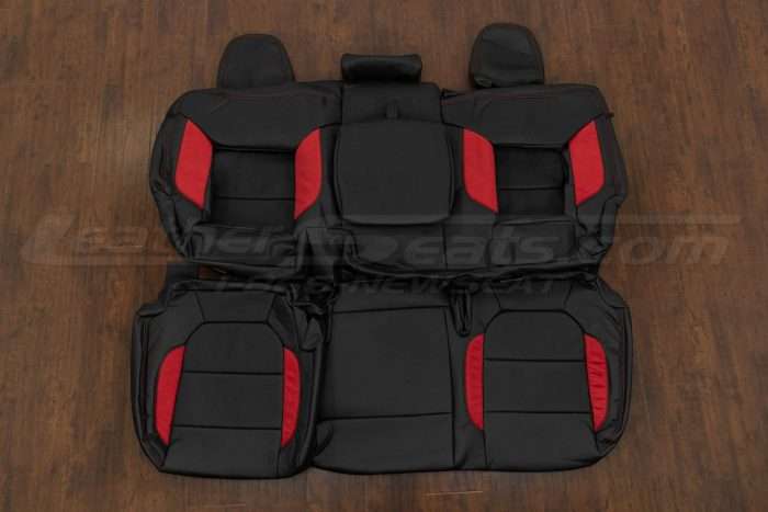 Chevy Silverado Leather Seat Kit - Black & Red - Rear seat upholstery