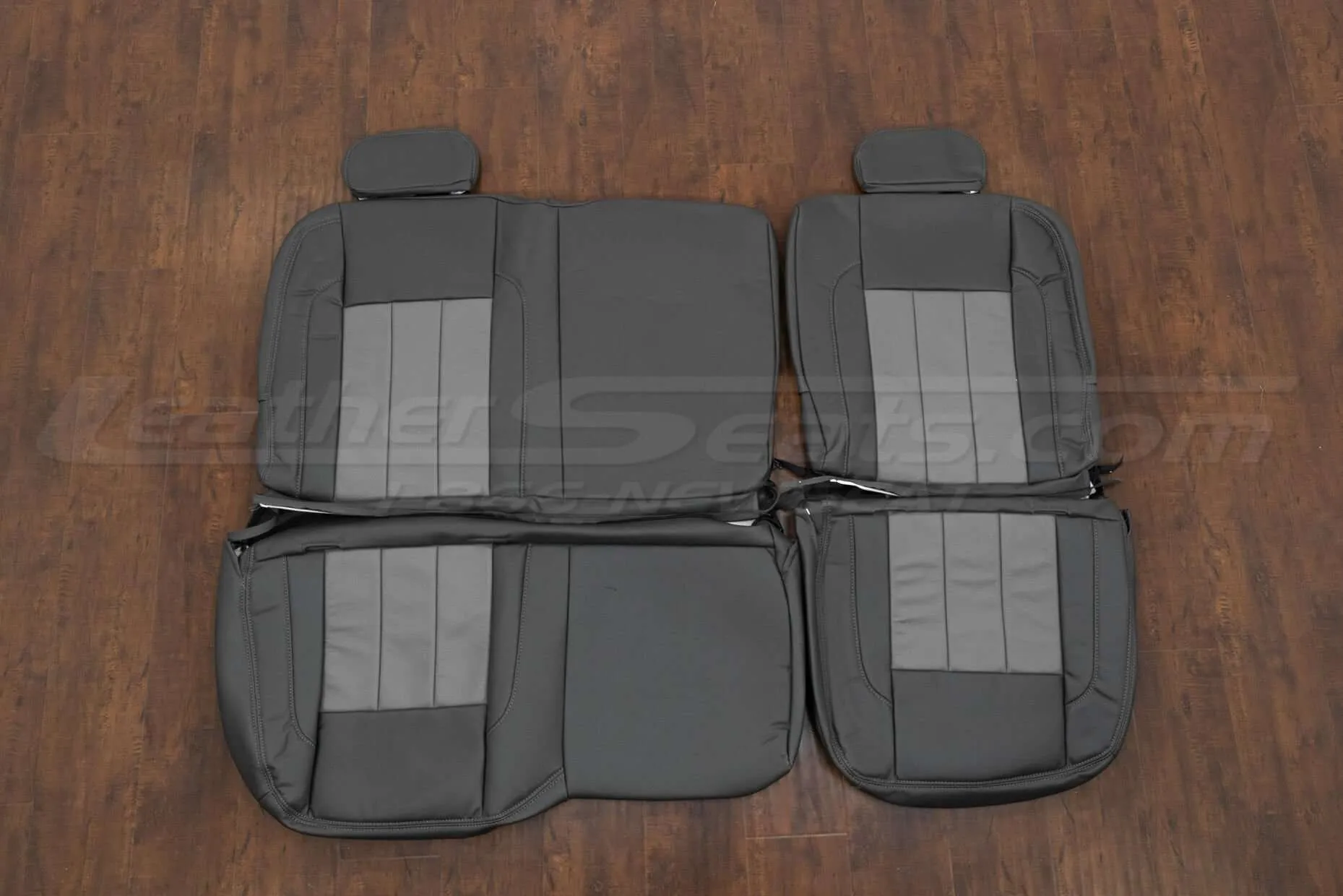 Dodge Ram Quad Cab Leather Seat Kit - Graphite & Ligt Grey Inserts - Rear seat upholstery