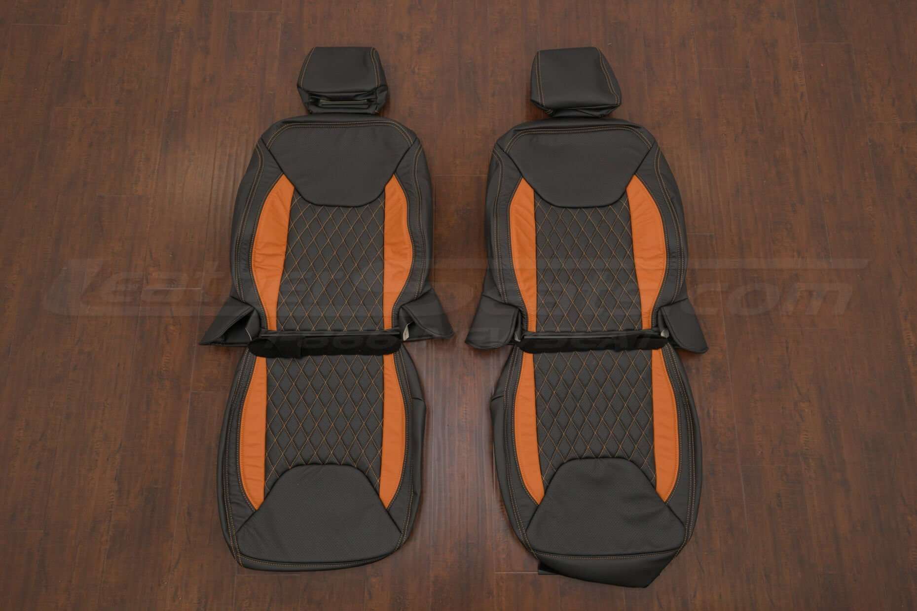 Jeep Wrangler CNC Leather Kit - Black & Orange - Front Seat Upholstery