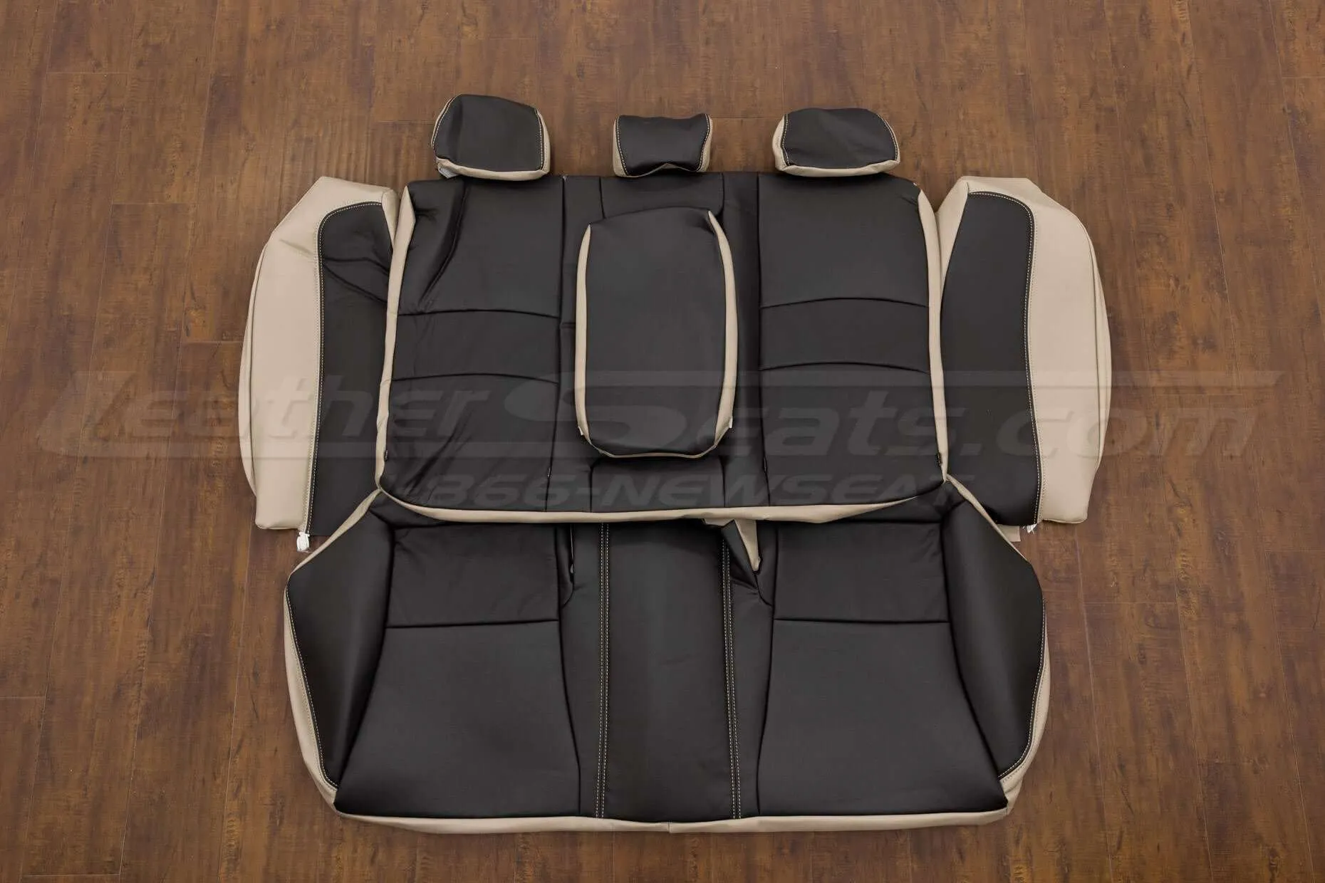 Honda Accord Leather Seat Kit - Ivory & Black - Rear seat upholstery with Armrest