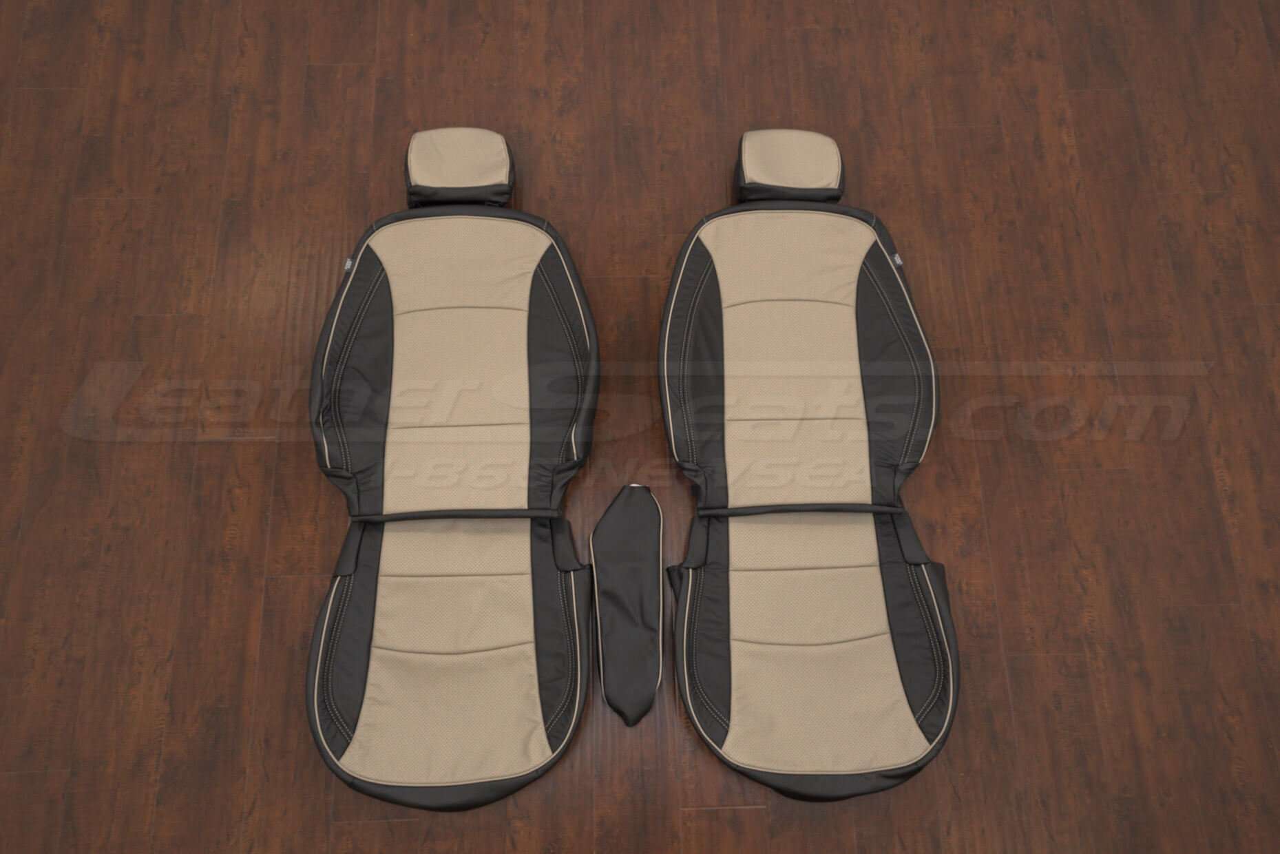 Kia Optima leather seat kit - Black & Ivory - Front seat upholstery