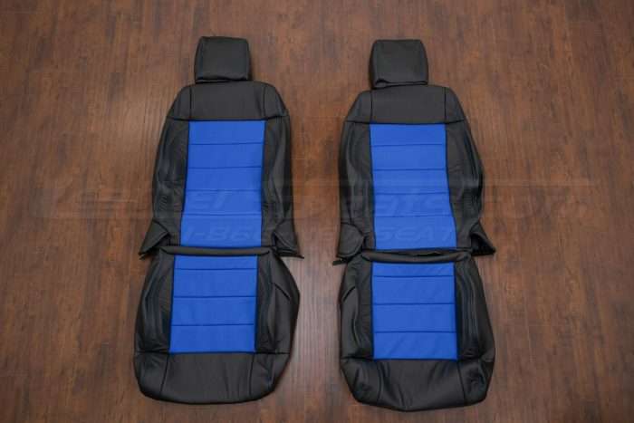 Jeep Wrangler JK Leather Seat Kit - Black & Cobalt - Front Seat uholstery