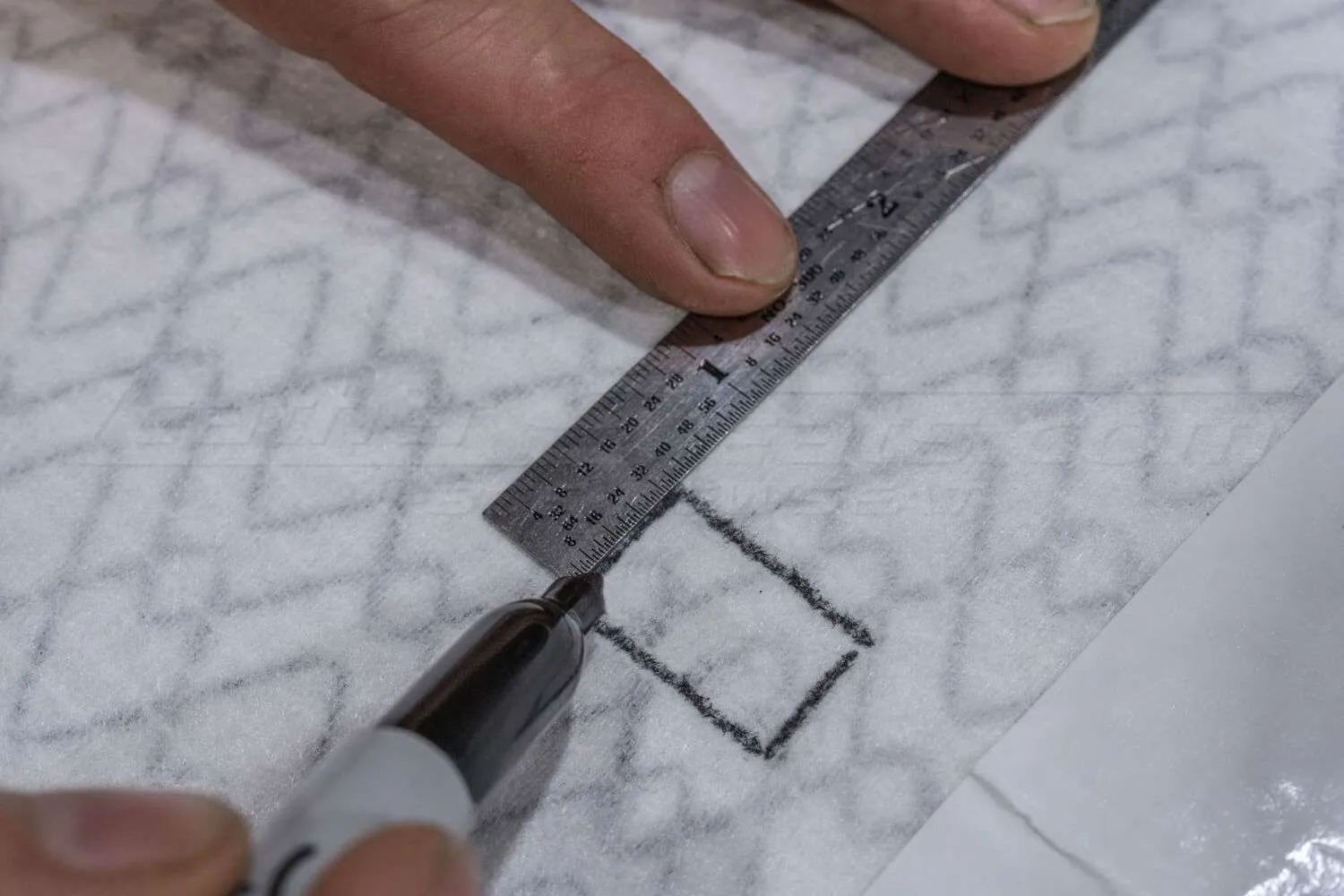 Drawing hole to cutout for heating pad