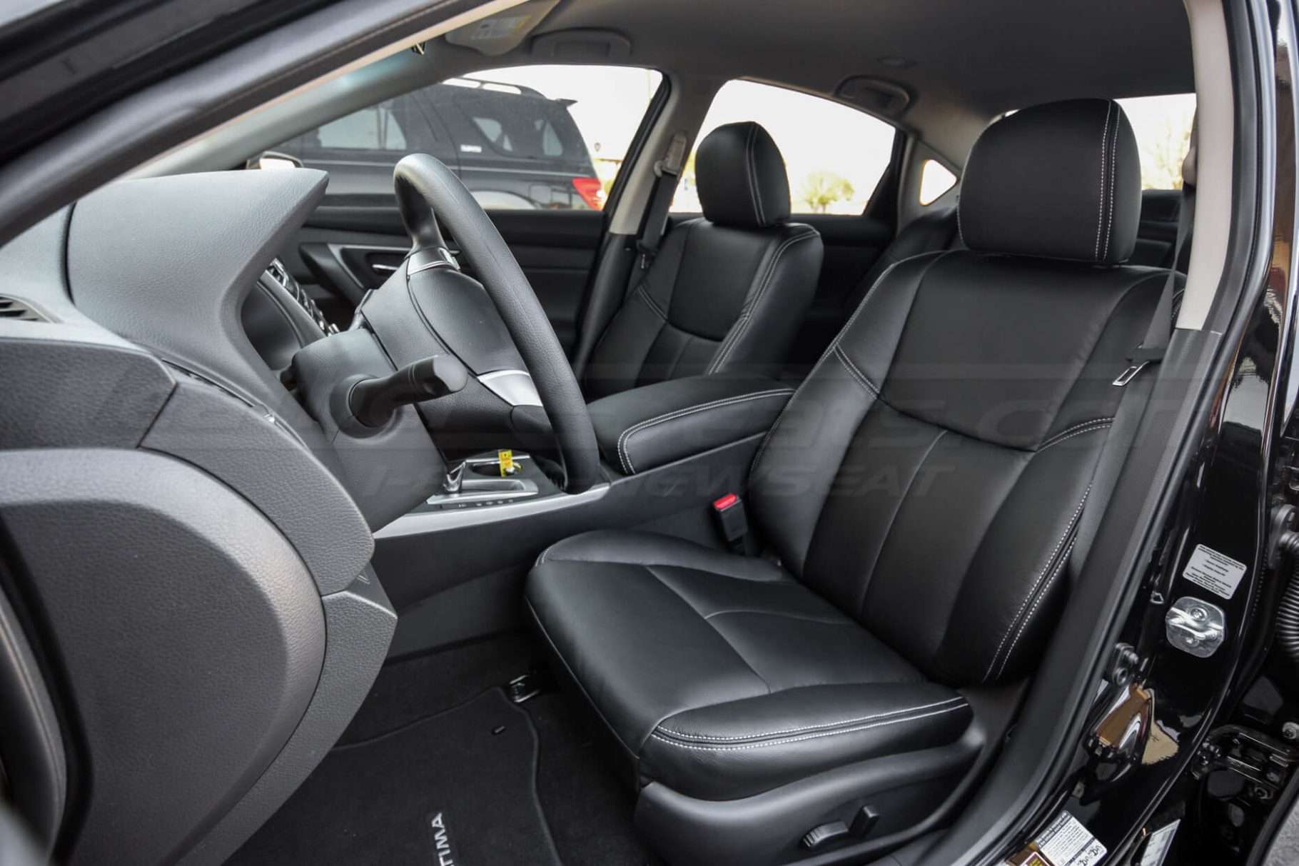 2013-2018 Nissan Altima - Single Tone Black w/ Silver stitching - front driver