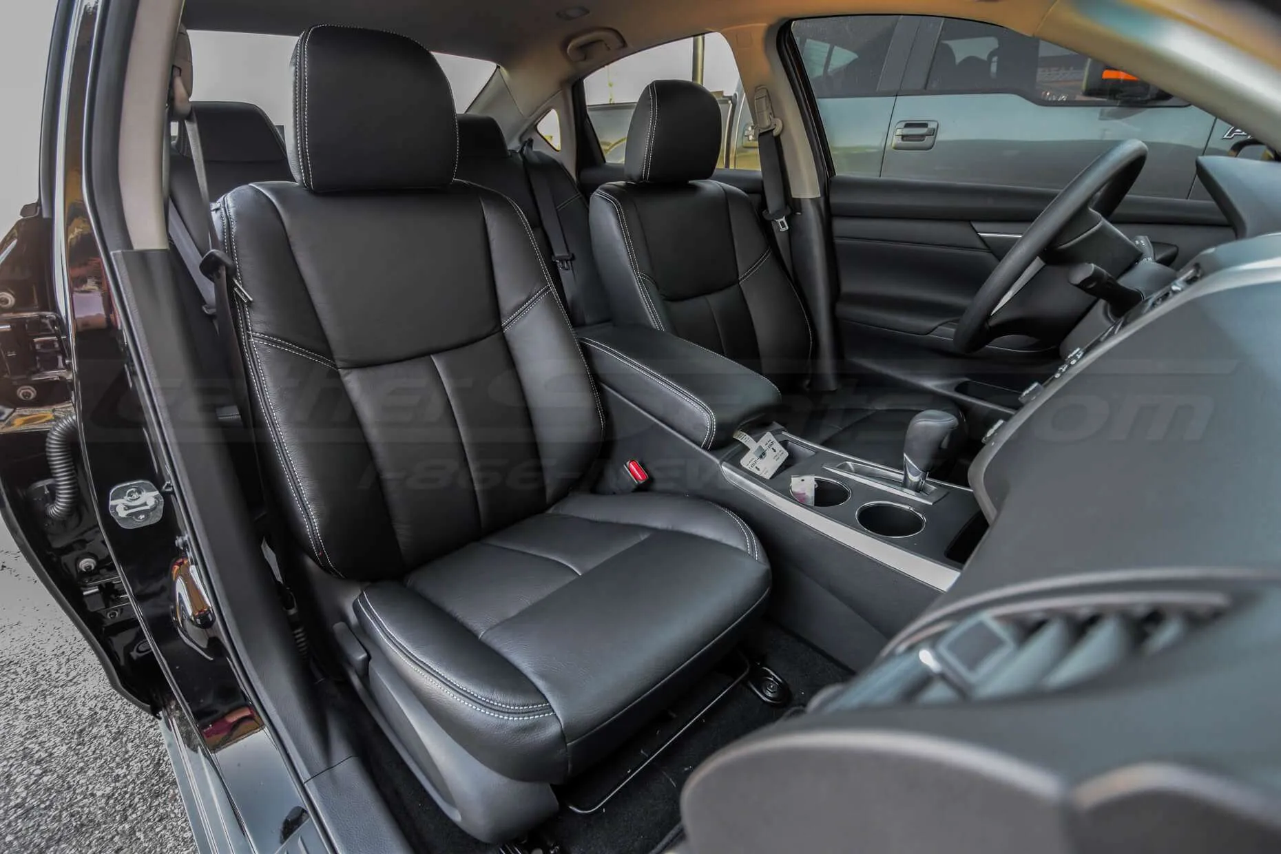 2013-2018 Nissan Altima Single-tone Black w/ Silver Stitching - front passenger seat