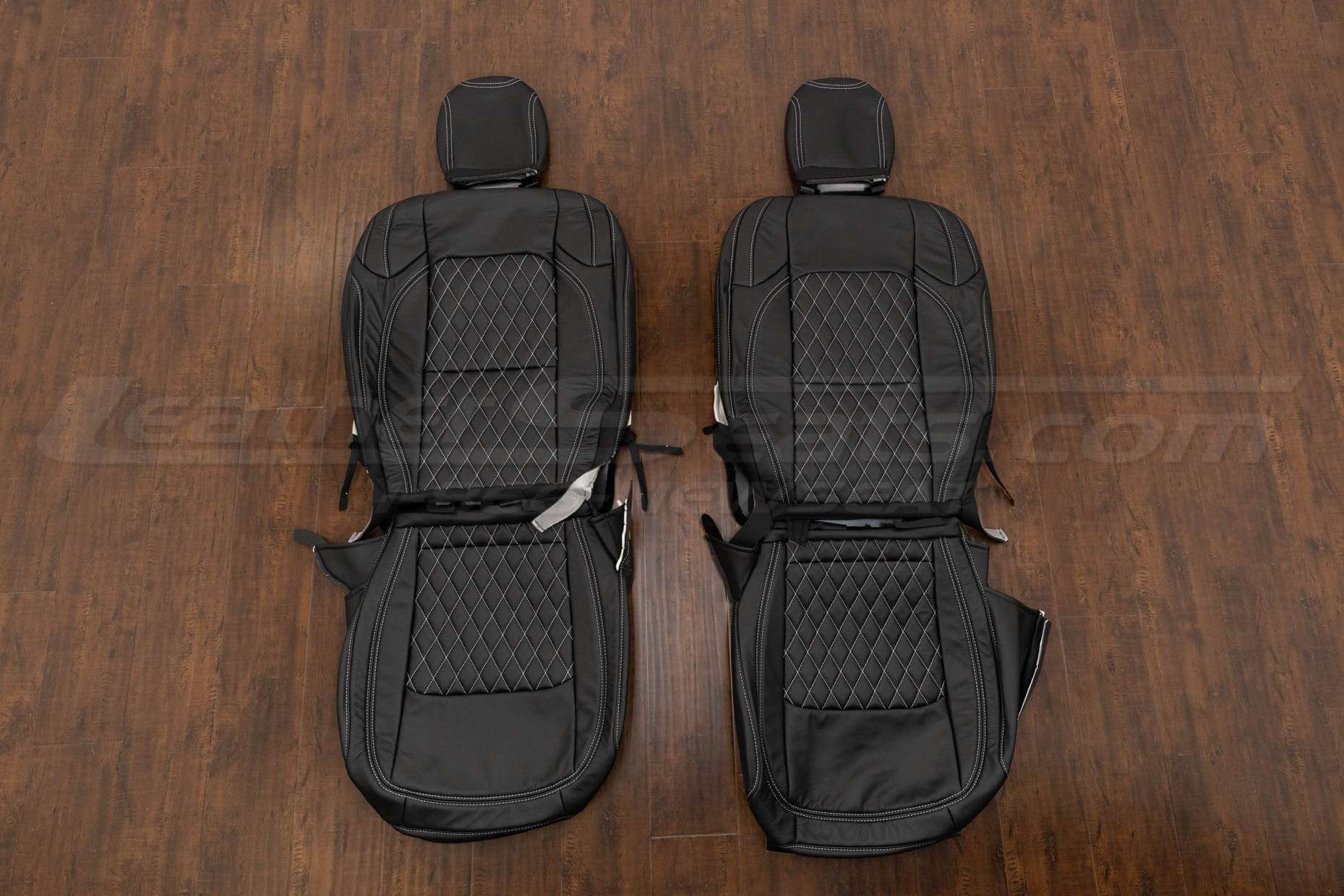 Jeep Wrangler Quilted Leather Seat Kit - Black - Front seat upholstery