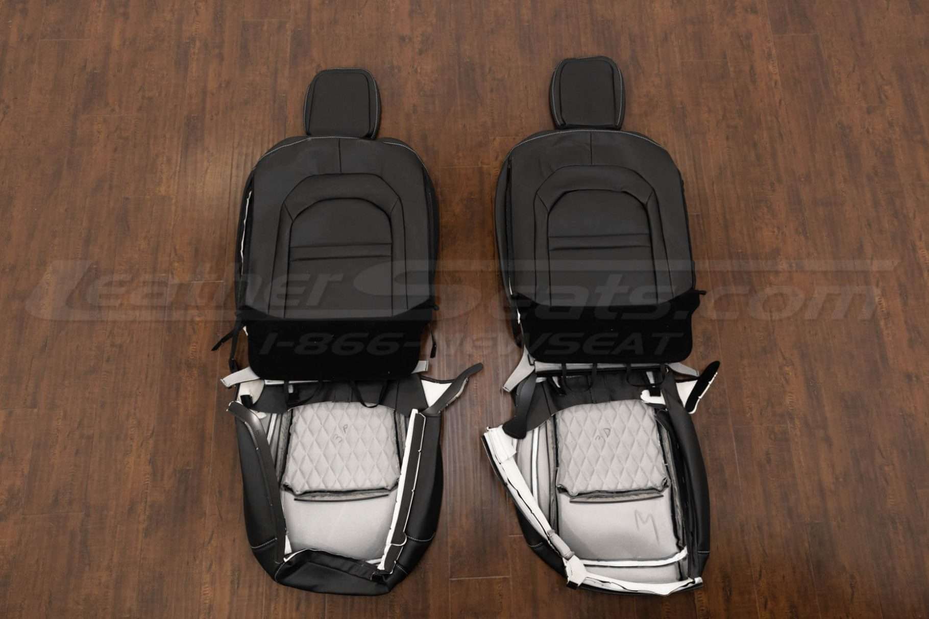 Back view of front seat uphosltery